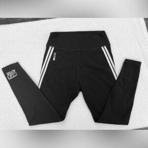 White Fox Boutique Black Leggings with White Stripes Activewear Workout